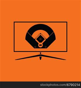 Baseball tv translation icon. Orange background with black. Vector illustration.