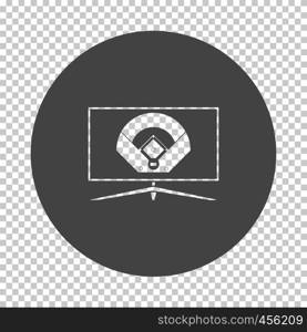 Baseball tv translation icon. Subtract stencil design on tranparency grid. Vector illustration.