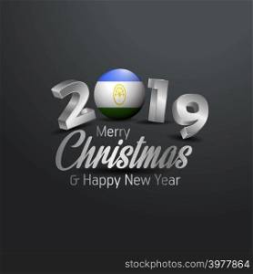 Bashkortostan Flag 2019 Merry Christmas Typography. New Year Abstract Celebration background