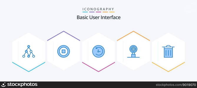 Basic 25 Blue icon pack including . . time machine. ui. basic