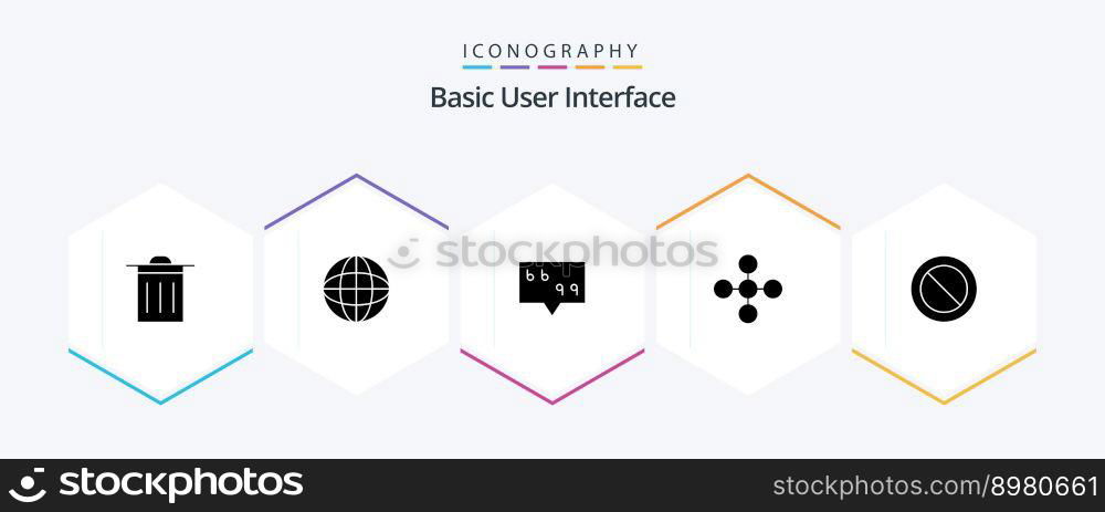 Basic 25 Glyph icon pack including ."e. basic. share