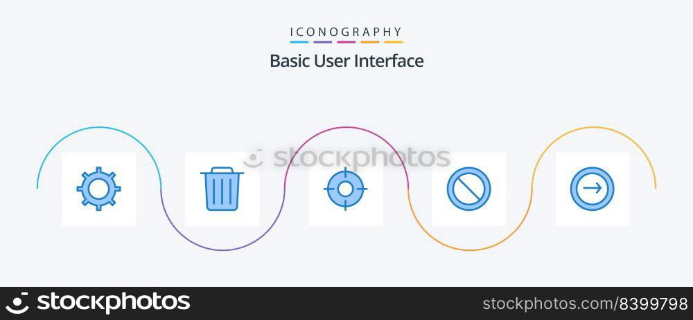 Basic Blue 5 Icon Pack Including basic. set. essential. ban