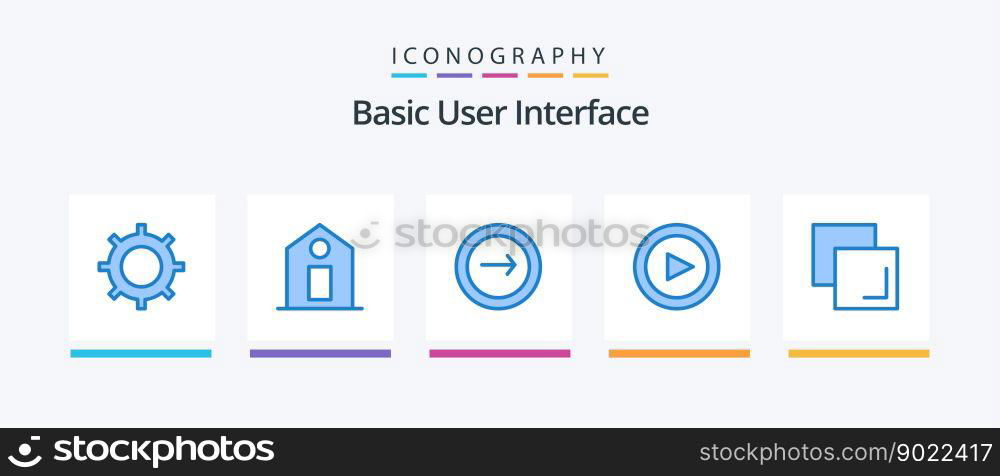 Basic Blue 5 Icon Pack Including duplicate. set. basic. play. basic. Creative Icons Design