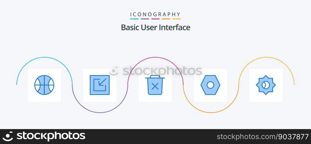 Basic Blue 5 Icon Pack Including ui. basic. bin. user interface. basic