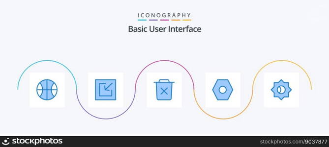 Basic Blue 5 Icon Pack Including ui. basic. bin. user interface. basic