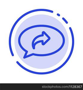 Basic, Chat, Arrow, Right Blue Dotted Line Line Icon