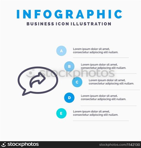 Basic, Chat, Arrow, Right Line icon with 5 steps presentation infographics Background