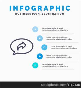 Basic, Chat, Arrow, Right Line icon with 5 steps presentation infographics Background