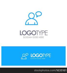 Basic, Chatting, User Blue outLine Logo with place for tagline
