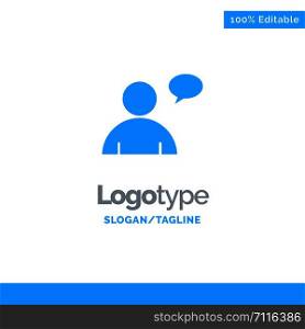 Basic, Chatting, User Blue Solid Logo Template. Place for Tagline