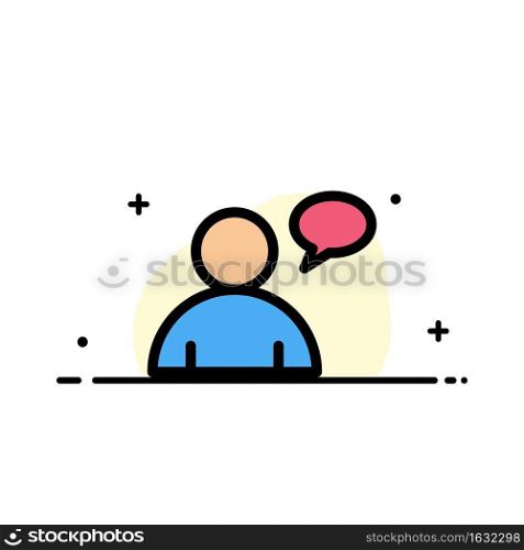 Basic, Chatting, User  Business Flat Line Filled Icon Vector Banner Template