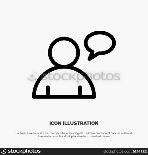 Basic, Chatting, User Line Icon Vector