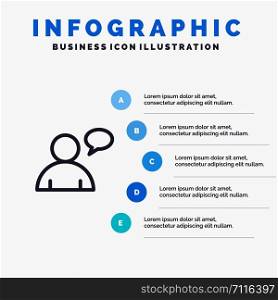 Basic, Chatting, User Line icon with 5 steps presentation infographics Background