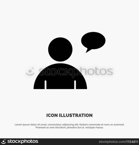 Basic, Chatting, User solid Glyph Icon vector