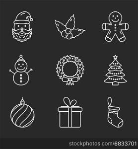 Basic Christmas Icons. Set of 9 Basic Christmas line icons, vector eps10 illustration