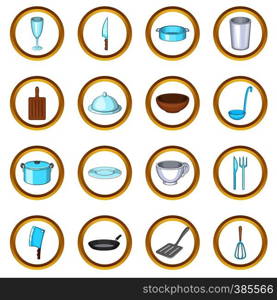 Basic dishes vector set in cartoon style isolated on white background. Basic dishes vector set, cartoon style