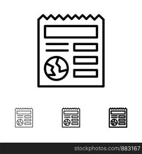 Basic, Document, Globe, Ui Bold and thin black line icon set