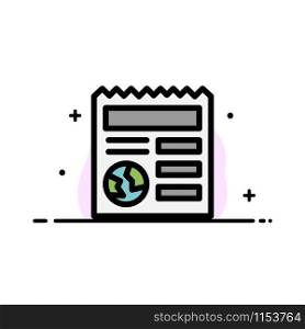 Basic, Document, Globe, Ui Business Flat Line Filled Icon Vector Banner Template