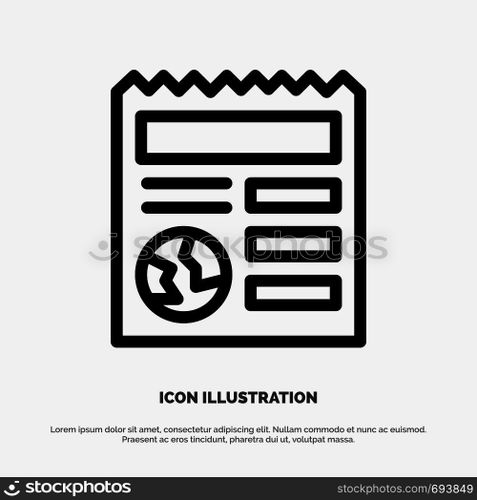 Basic, Document, Globe, Ui Line Icon Vector