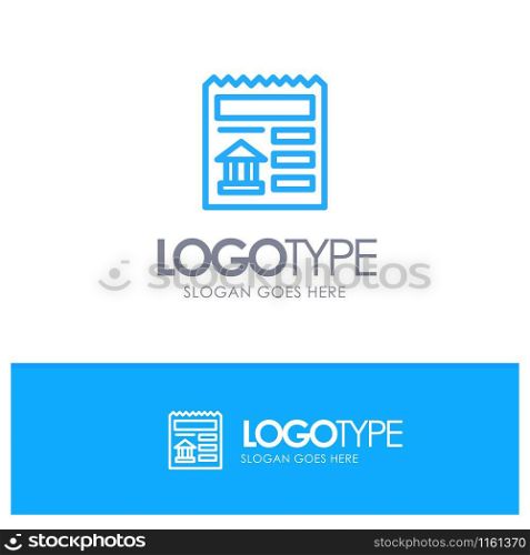 Basic, Document, Ui, Bank Blue outLine Logo with place for tagline