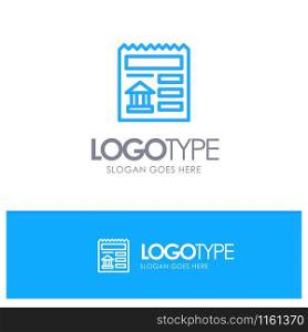 Basic, Document, Ui, Bank Blue outLine Logo with place for tagline