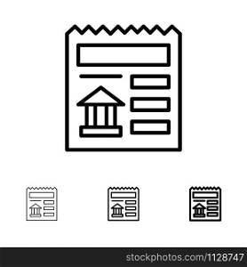 Basic, Document, Ui, Bank Bold and thin black line icon set