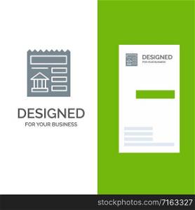 Basic, Document, Ui, Bank Grey Logo Design and Business Card Template
