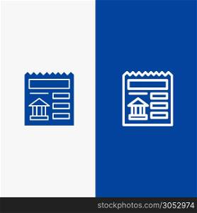Basic, Document, Ui, Bank Line and Glyph Solid icon Blue banner Line and Glyph Solid icon Blue banner