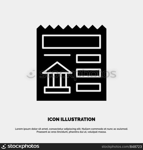 Basic, Document, Ui, Bank solid Glyph Icon vector