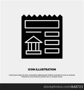 Basic, Document, Ui, Bank solid Glyph Icon vector