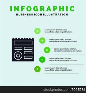 Basic, Document, Ui, Medical Solid Icon Infographics 5 Steps Presentation Background