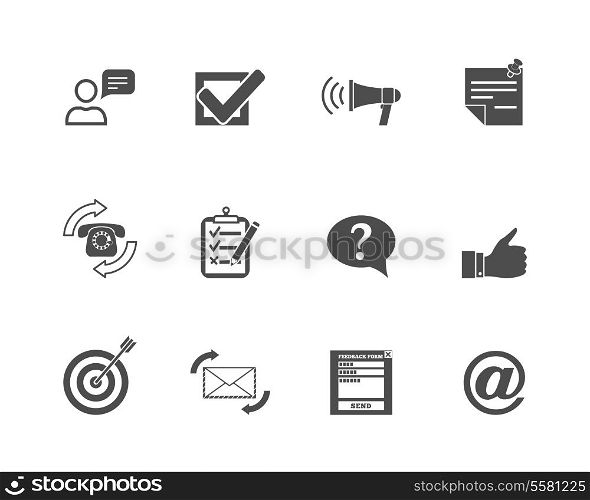 Basic feedback concept computer symbols black graphic icons set vector illustration