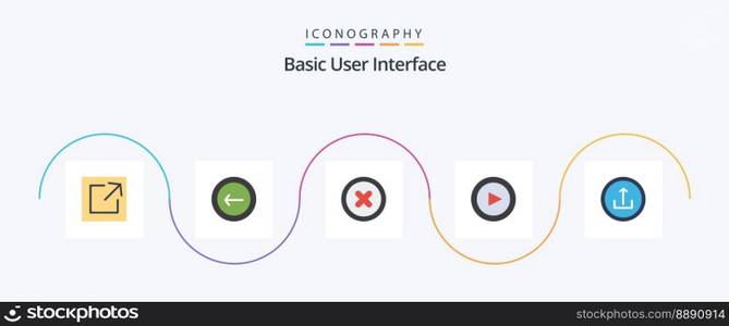 Basic Flat 5 Icon Pack Including mobile. basic. canceled. application. play