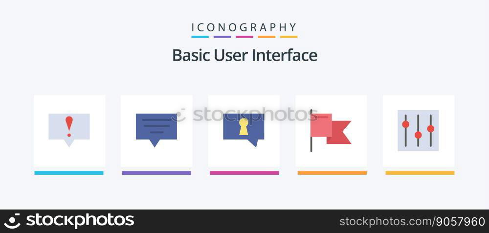Basic Flat 5 Icon Pack Including . setting. secret. interface. basic. Creative Icons Design