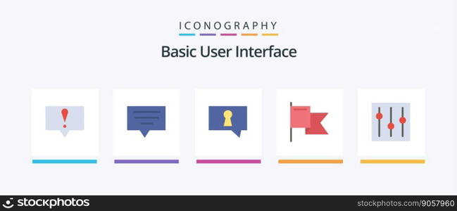 Basic Flat 5 Icon Pack Including . setting. secret. interface. basic. Creative Icons Design