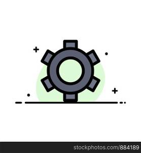 Basic, Gear, Setting, Ui Business Flat Line Filled Icon Vector Banner Template