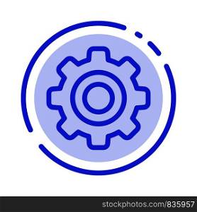 Basic, General, Gear, Wheel Blue Dotted Line Line Icon