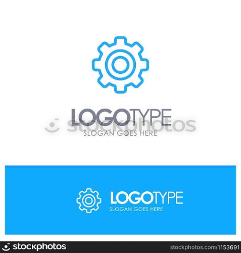 Basic, General, Gear, Wheel Blue outLine Logo with place for tagline