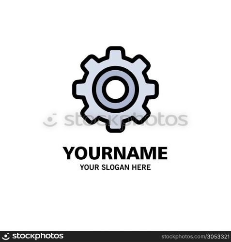 Basic, General, Gear, Wheel Business Logo Template. Flat Color