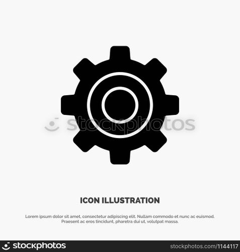 Basic, General, Gear, Wheel solid Glyph Icon vector