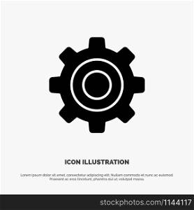 Basic, General, Gear, Wheel solid Glyph Icon vector