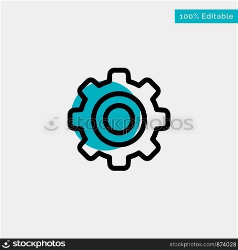 Basic, General, Gear, Wheel turquoise highlight circle point Vector icon