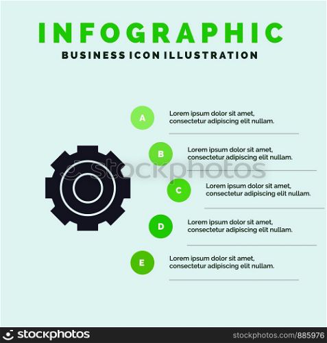 Basic, General, Job, Setting, Universal Solid Icon Infographics 5 Steps Presentation Background