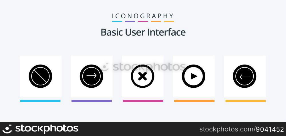Basic Glyph 5 Icon Pack Including back. set. navigation. play. basic. Creative Icons Design