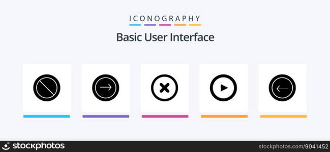 Basic Glyph 5 Icon Pack Including back. set. navigation. play. basic. Creative Icons Design