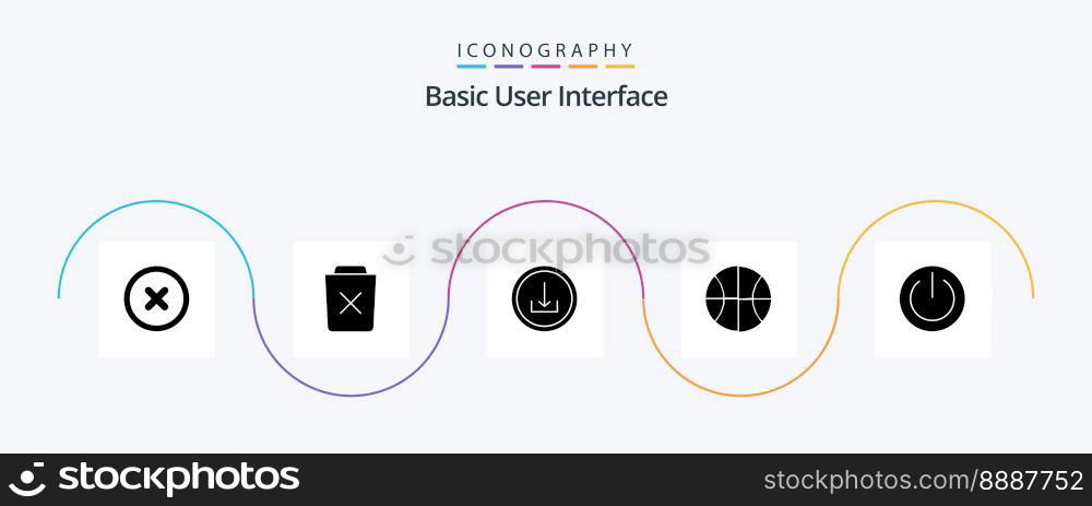 Basic Glyph 5 Icon Pack Including off. web. application. set. basic