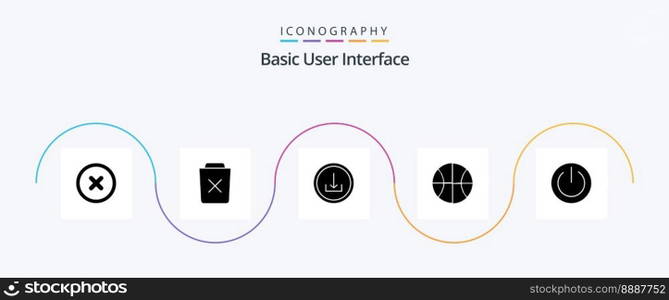 Basic Glyph 5 Icon Pack Including off. web. application. set. basic