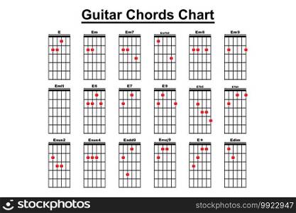 Basic Guitar Chords, Collection of vector Guitar Chords