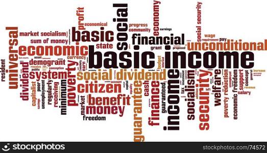 Basic income word cloud concept. Vector illustration