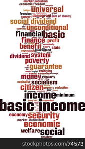 Basic income word cloud concept. Vector illustration